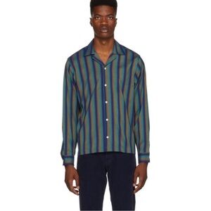 Saturdays New York City Marco Frequency Shirt Striped Pattern Open Collar Large